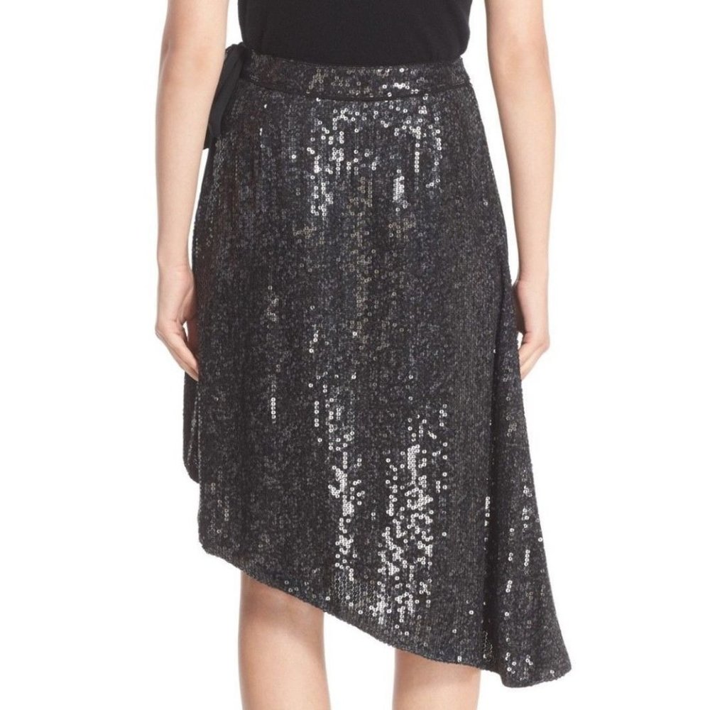 DVF New Sequin Silk Wrap Skirt Black 🎉HP🎉 - Picture 8 of 15